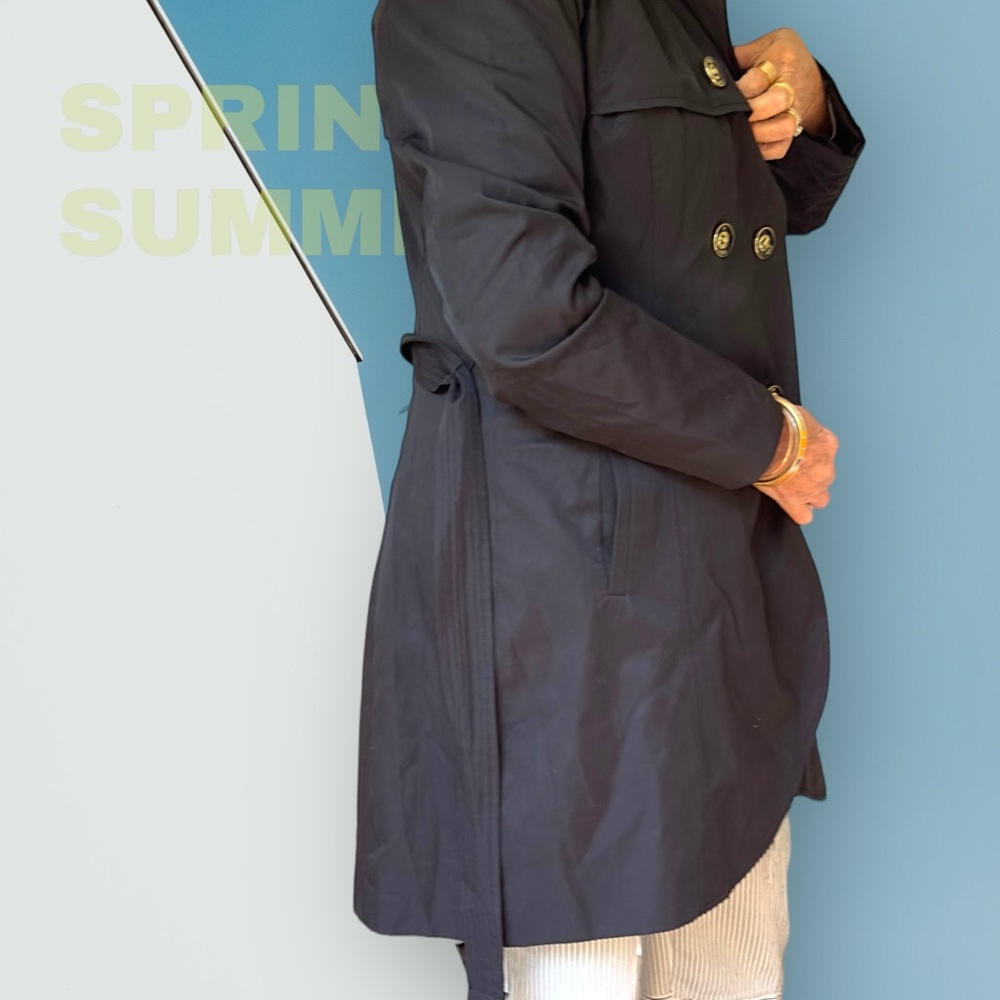 Luxurious Black Trench Coat by CeCe - Picture 5 of 16